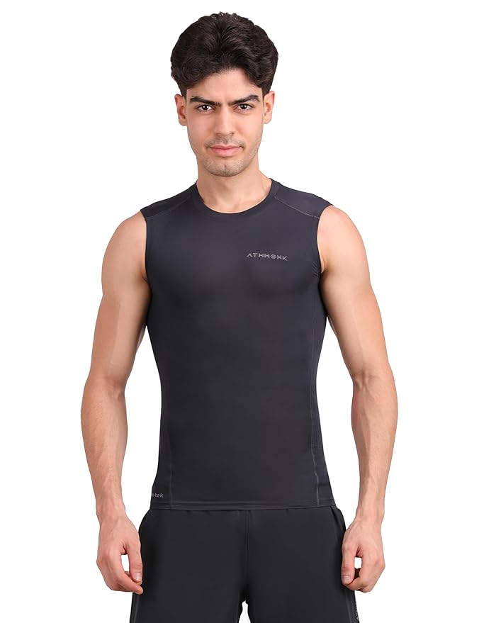 Athmonk Compression Vest Tank Body Shaper Without Sleeve for Men